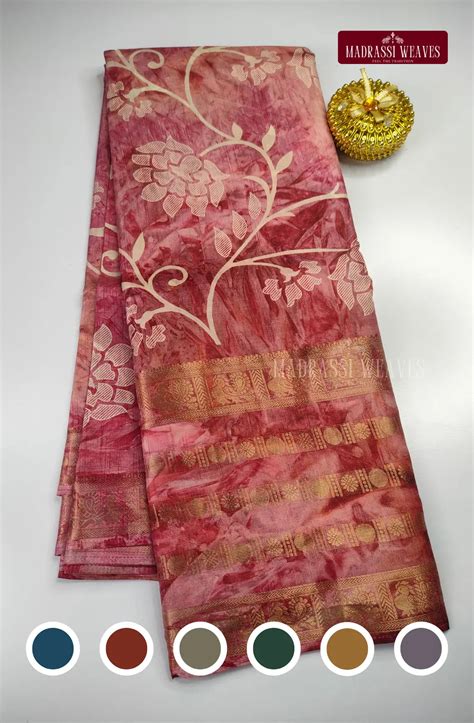 Dola Gap Border Floral Print Saree – Madrassi Weaves