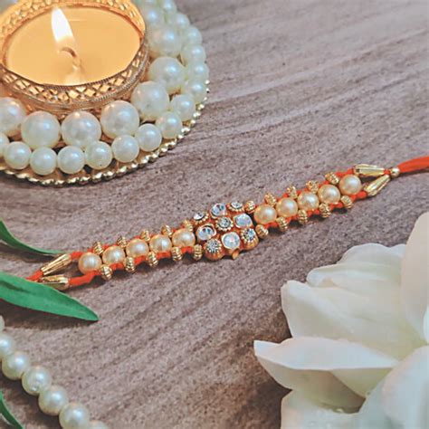 Buy House of Festivals Mauli Rakhi - With Sparkling Stones & Pearl ...