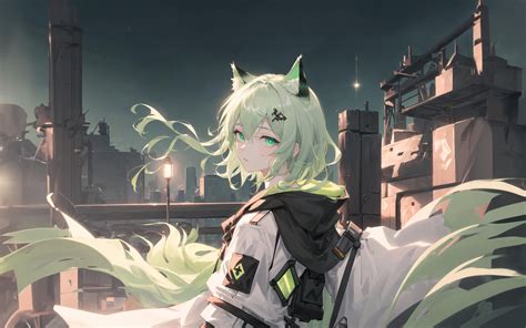 Download wallpaper 3840x2400 girl, neko, anime, green, art 4k ultra hd ...