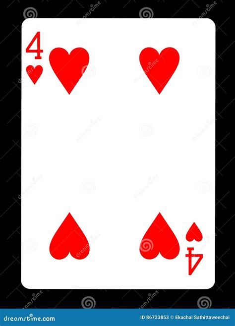 Four of Hearts Playing Card, Stock Image - Image of bridge, four: 86723853