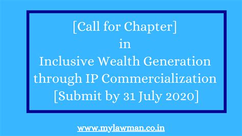 [Call for Chapter] in Inclusive Wealth Generation through IP ...