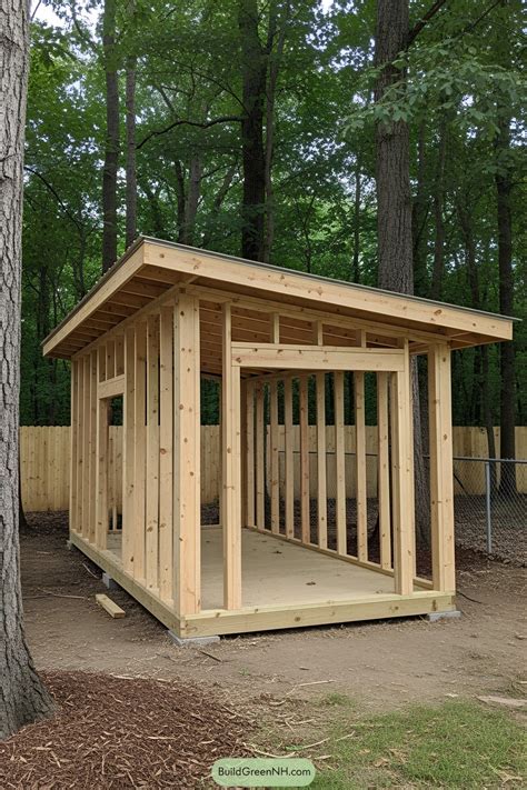 Wooden shed under construction in a wooded area. Curious about that ...