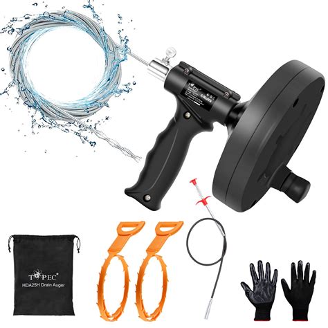 Buy Topec 6 in 1 Snake Drain Auger 7.62M, Professional Sink Snake Hair ...