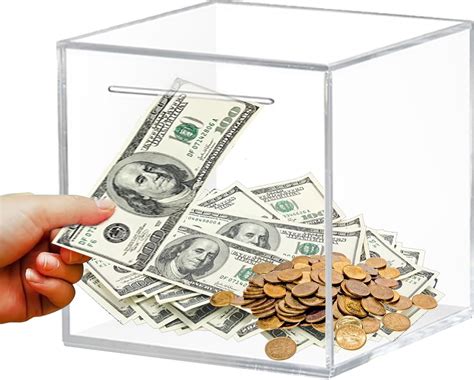 Clear Piggy Bank for Adults,Acrylic Piggy Bank Square Money Box Break ...