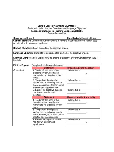 Image result for Lesson Plan Using SIUC Example