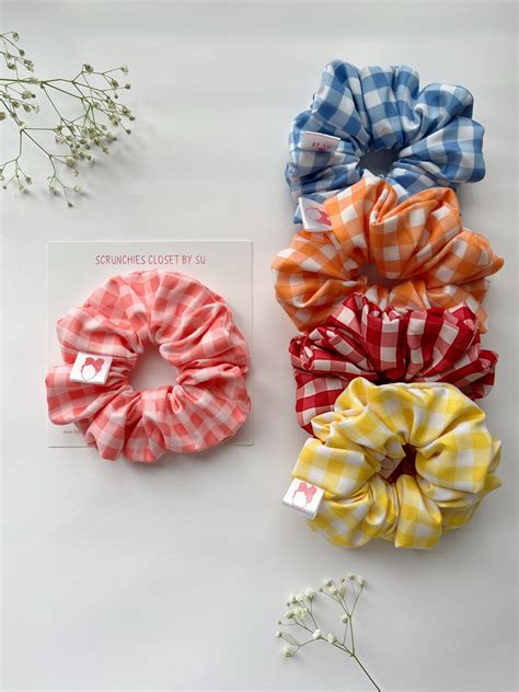Summer Girly Gingham Scrunchie Combo Pack of 5 – Scrunchies Closet By Su