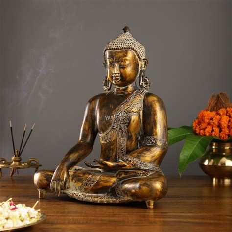 Buy Handcrafted Fine Brass Buddha Statue | Bhoomisparsha Mudra |15 ...