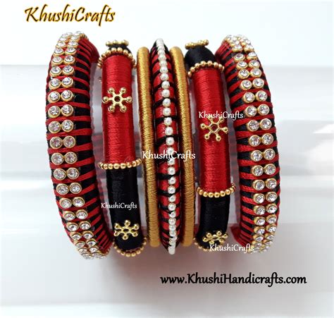 Buy Black and Red Silk thread Designer Bangles Online! – Khushi Handicrafts