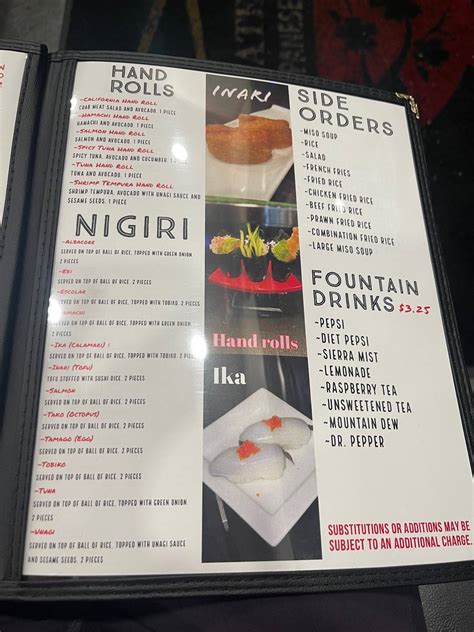 Menu at Atwater Sushi restaurant, Atwater