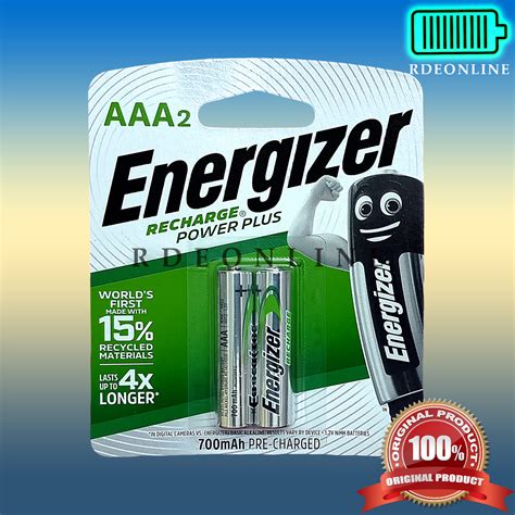 ENERGIZER AAA RECHARGEABLE BATTERY (2 PCS IN A PACK) RECHARGE POWER ...
