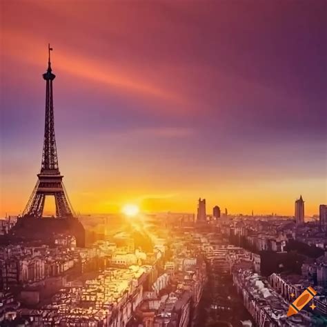 Paris city skyline at sunrise on Craiyon