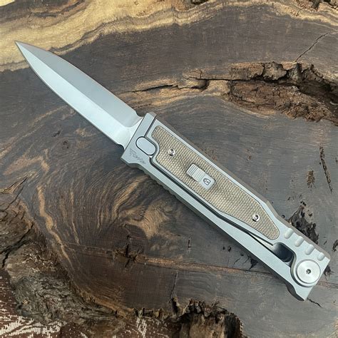 Reate EXO M D/E Gravity Knife Titanium Handle w/ Green Micarta Inlay ...