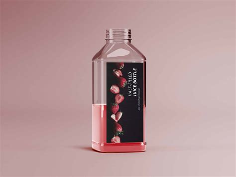 Small Clear Juice Bottle Mockup Psd