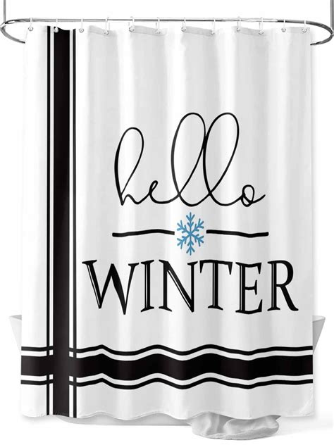 Christmas Hello Shower Curtain Set ，Waterproof Fabric Shower Curtains ...