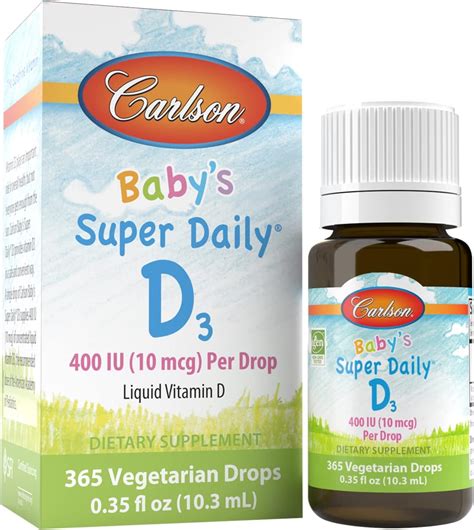 Carlson – Super Daily D3 para bebês, gotas de vitamina D, 400 UI (10 ...