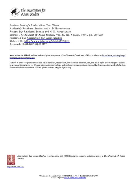 Beasley on restoration - Association for Asian Studies is collaborating ...