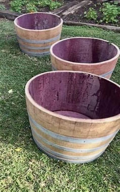 1/2 Oak Wine Barrel Planter Whiskey and wine barrel planters | Etsy