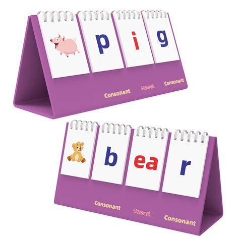 Buy CVC & CVVC Word Builder, Auibor Phonics Flash Cards for ...