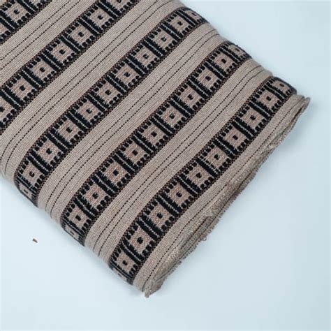 Beige and Black Stripe Design Cotton Blend Jacquard Fabric