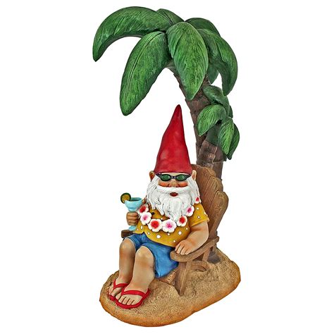 Garden Gnome Statue - Beach Comber Gnome Dude - Outdoor Garden Gnomes ...
