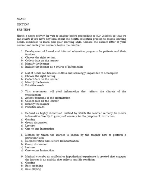 Image result for Pre Test Questions