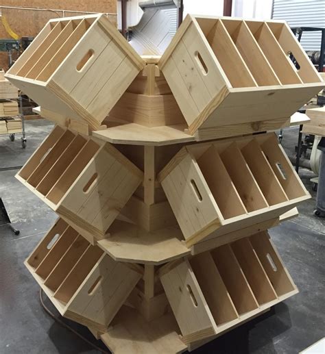 Rustic wood wine crate display. 4 sided bottle holder. Custom staining ...