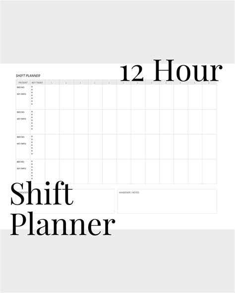 12 Hour Nurse Shift Planner - Etsy