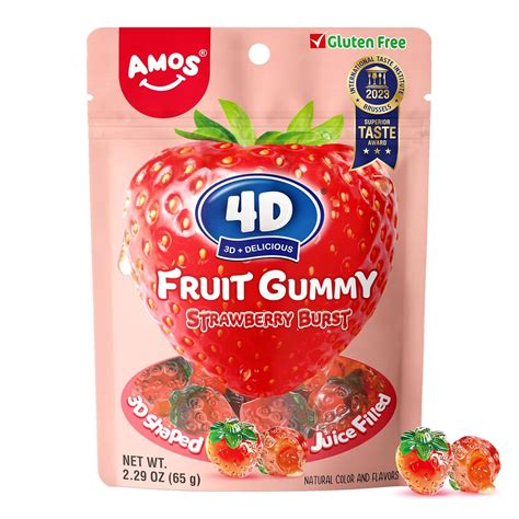 Amazon.com : Amos 4D Gummy Candy Strawberry Burst - Fruity, Jelly ...