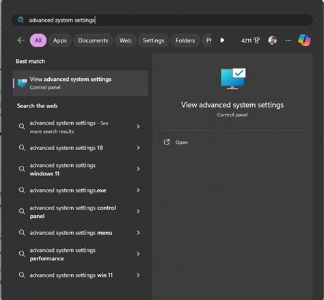 Image result for Advanced System Settings Control Panel