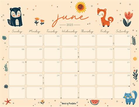 Free June 2025 Calendar Printable Cute