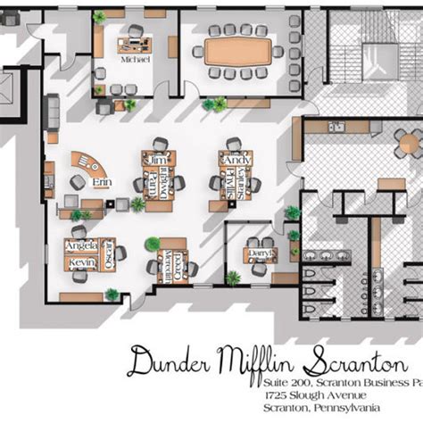 The Office US TV Show Office Floor Plan Dunder Mifflin | Etsy | Office ...