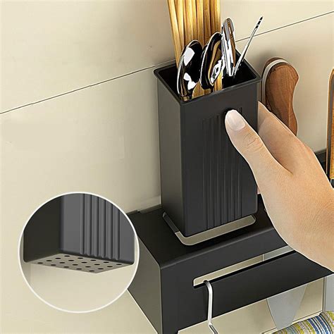 Wolpin Stainless Steel Kitchen Shelf Wall Mount with Knife Holder, Tow ...