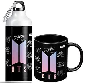 Buy CHHAAP BTS Signature Mug BTS Sipper 600ml BTS Water Bottle with Mug ...