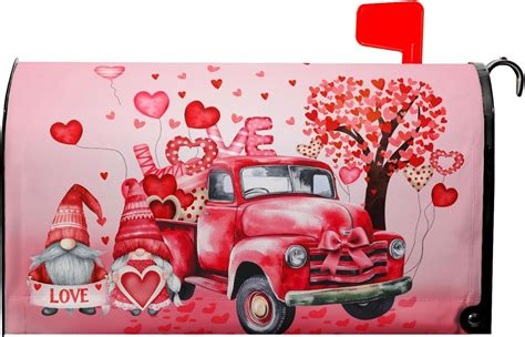 Happy Valentine''s Day Mailbox Cover Large Size 21"x18" Red Truck Heart ...