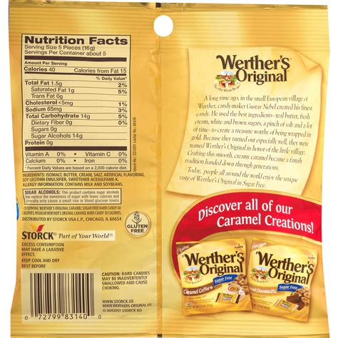 Werther Original Sugar Free Chewy Caramels Nutrition at Joseph Florence ...