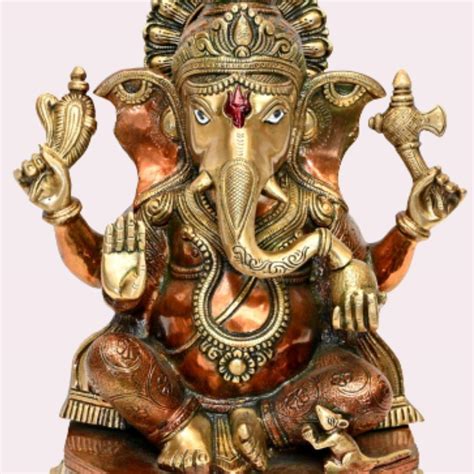 Brass Lalbagcha Ganapati (H 15 Inches, Weight 11.5 Kg) - Punam Metalcrafts