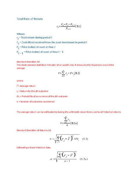 FM - Sample question - Total Rate of Return rt = Ct + Pt−Pt − 1 Pt− 1 ...