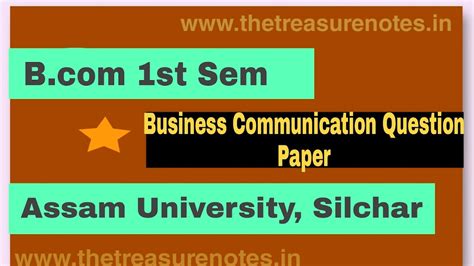 Business Communication Question Paper'2018 AUS | TDC B.com 1st Sem ...