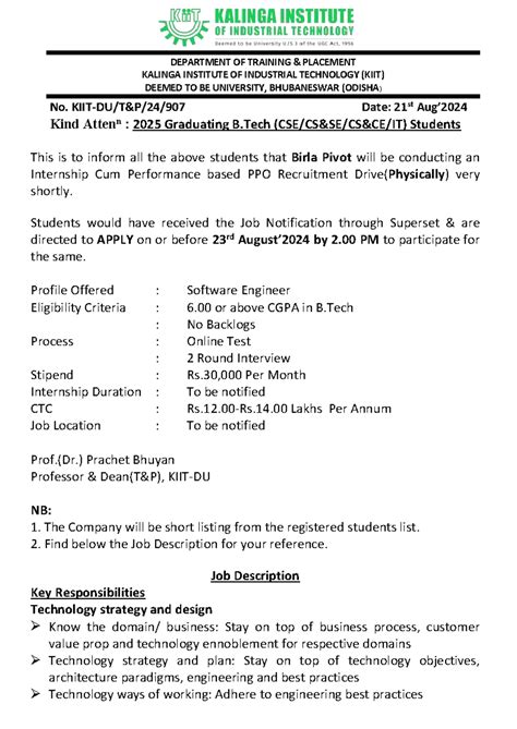 Registration for Birla Pivot Internship Cum PPO Drive - 2025 Batch ...