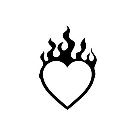amor del corazón en llamas en el logotipo del símbolo de fuego sobre ...
