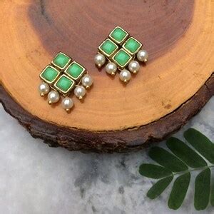 Buy Faux Pearl Stud Earrings, Handmade Indian Contemporary Earring ...