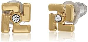 Estele 24kt Gold Plated Swastik Sign Stud Earring for Women with ...