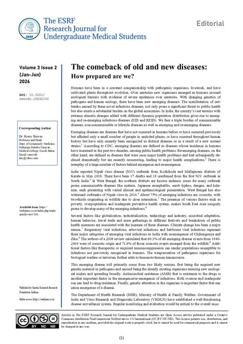 The ESRF Research Journal for Undergraduate Medical Students