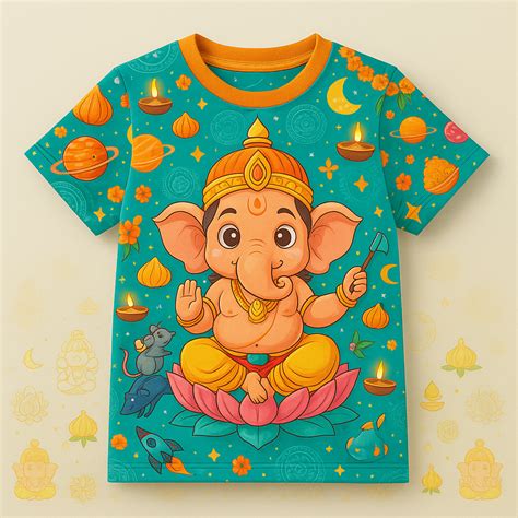 Multiple Cute Ganesha Printed Vinayagar Chathurthi Tees – Jopokart