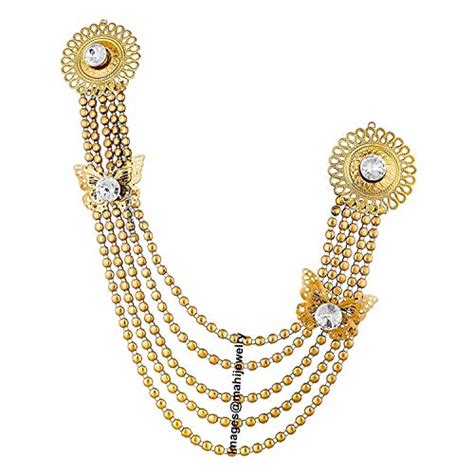 Mahi Gold Plated Double Butterfly Shaped & Layered Chain Brooch for Men ...