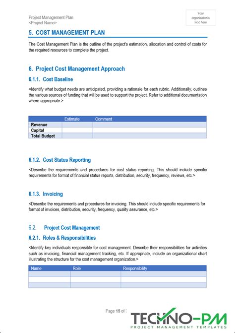 Project Management Plan Template 的图像结果