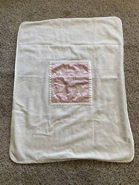 Barefoot Dreams Baby Blanket Pink Satin Cream Plush Cuddle Laugh Grow ...