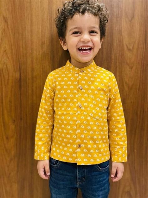 Boys Pure cotton Shirt Yellow – Tittertots