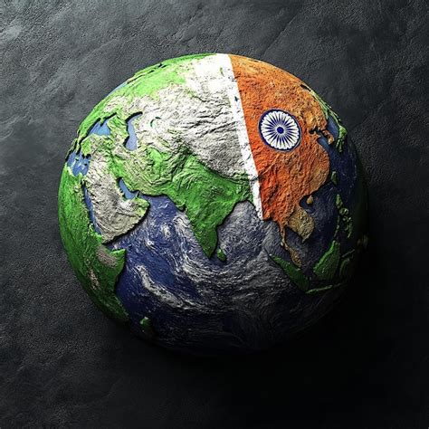 Indian flag draped around planet earth | Premium AI-generated image