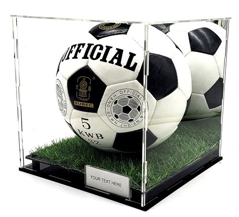 Full Size Soccer Ball Football Display Case Stand Box Sports Memorabil ...